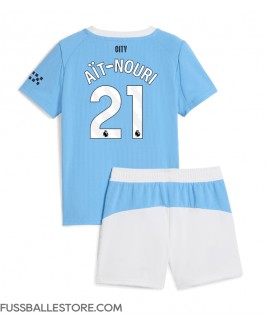 Günstige Manchester City Rayan Ait-Nouri #21 Heimtrikotsatz Kinder 2025-26 Kurzarm (+ Kurze Hosen)
